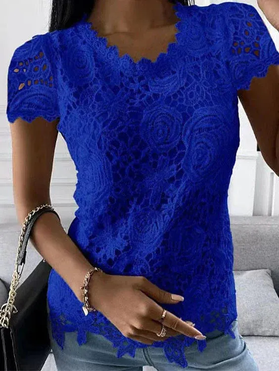 Elegant Vintage Lace Shirt Blouse for Women