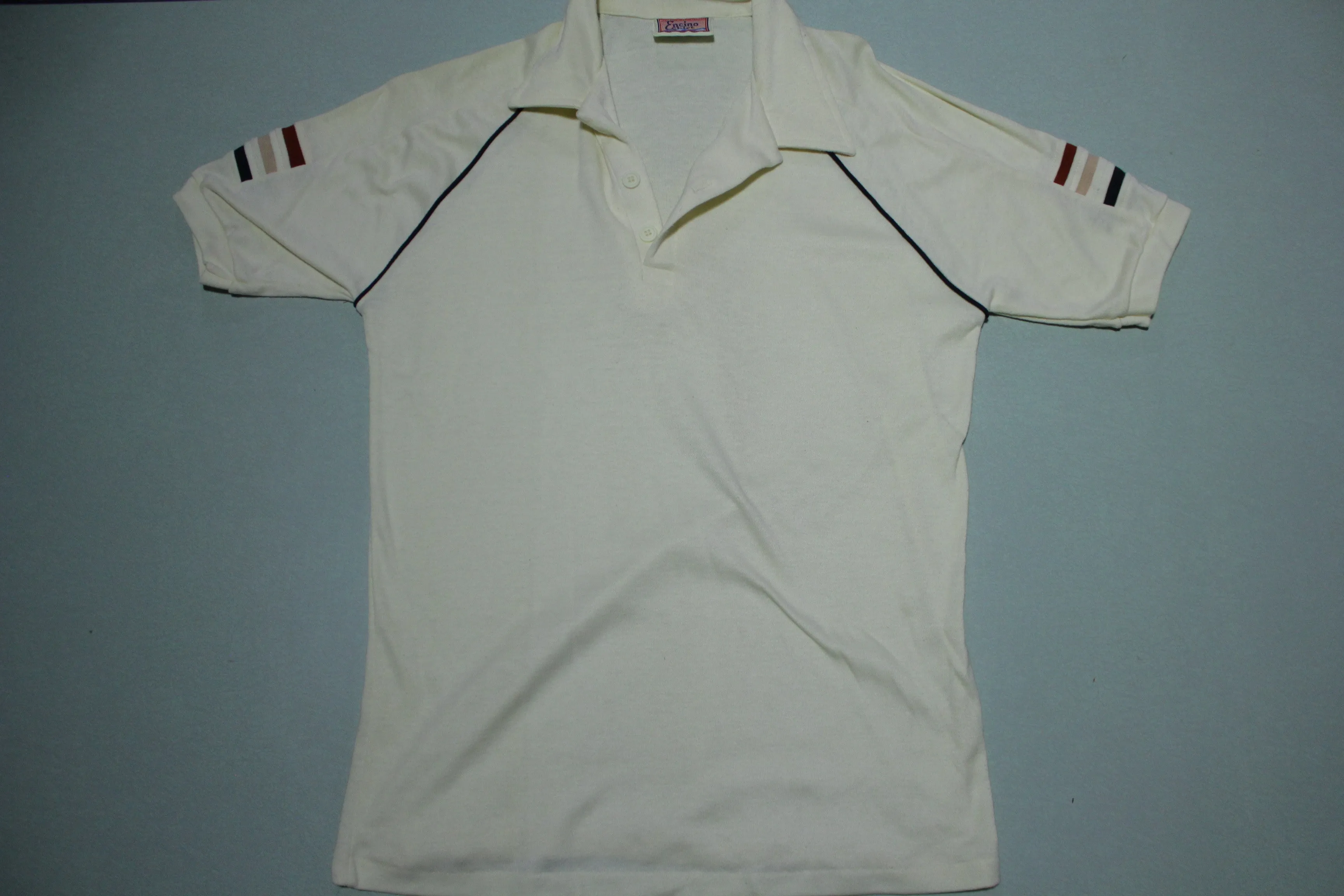 Encino California Striped Vintage 80's Polo Tennis Golf Shirt