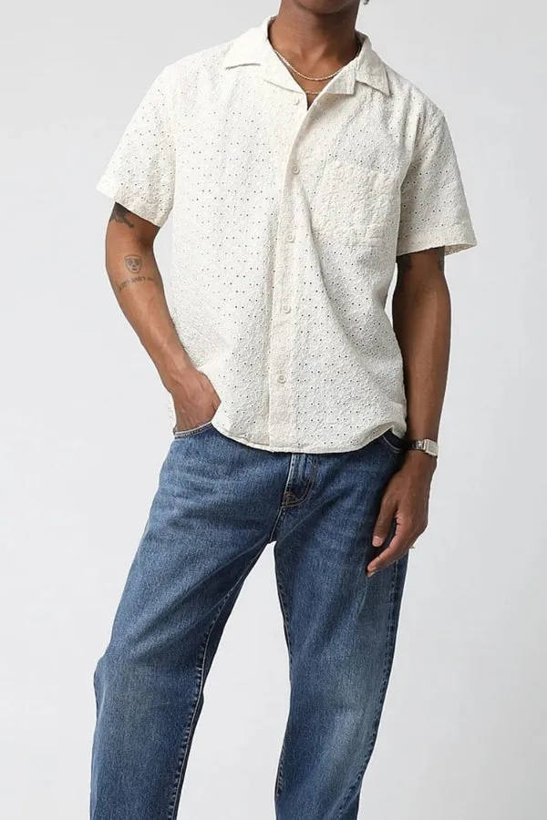 Floral Eyelet Short Sleeve Shirt