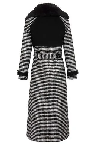 Full length houndstooth coat