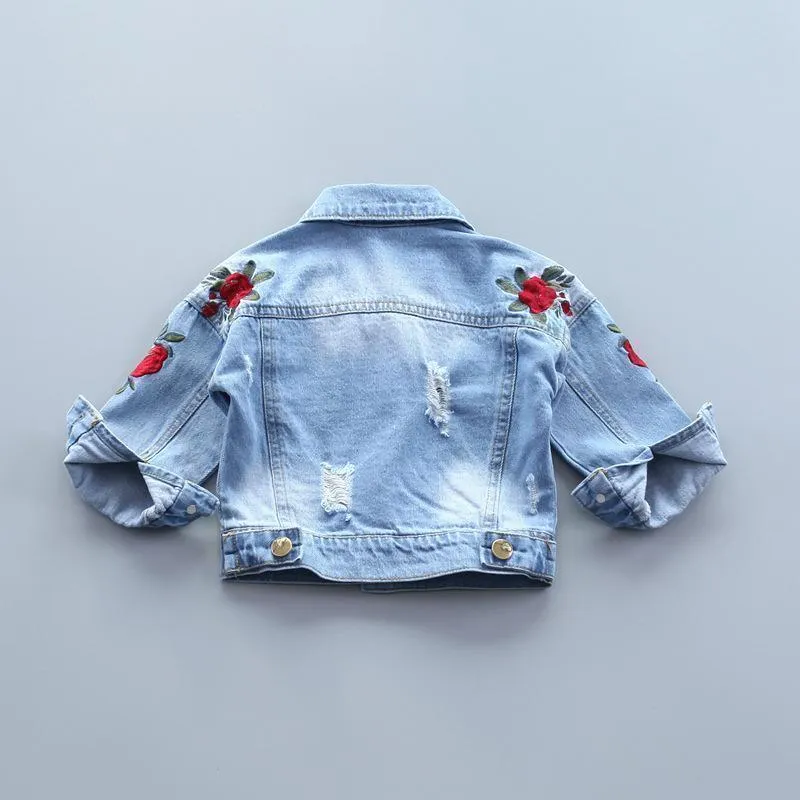 Girls Jacket Floral Jean Jacket