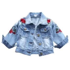 Girls Jacket Floral Jean Jacket