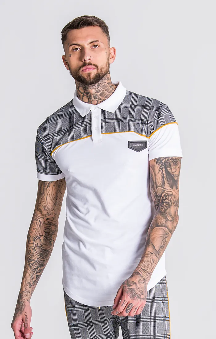 GK White And Checked Polo With Piping Detail