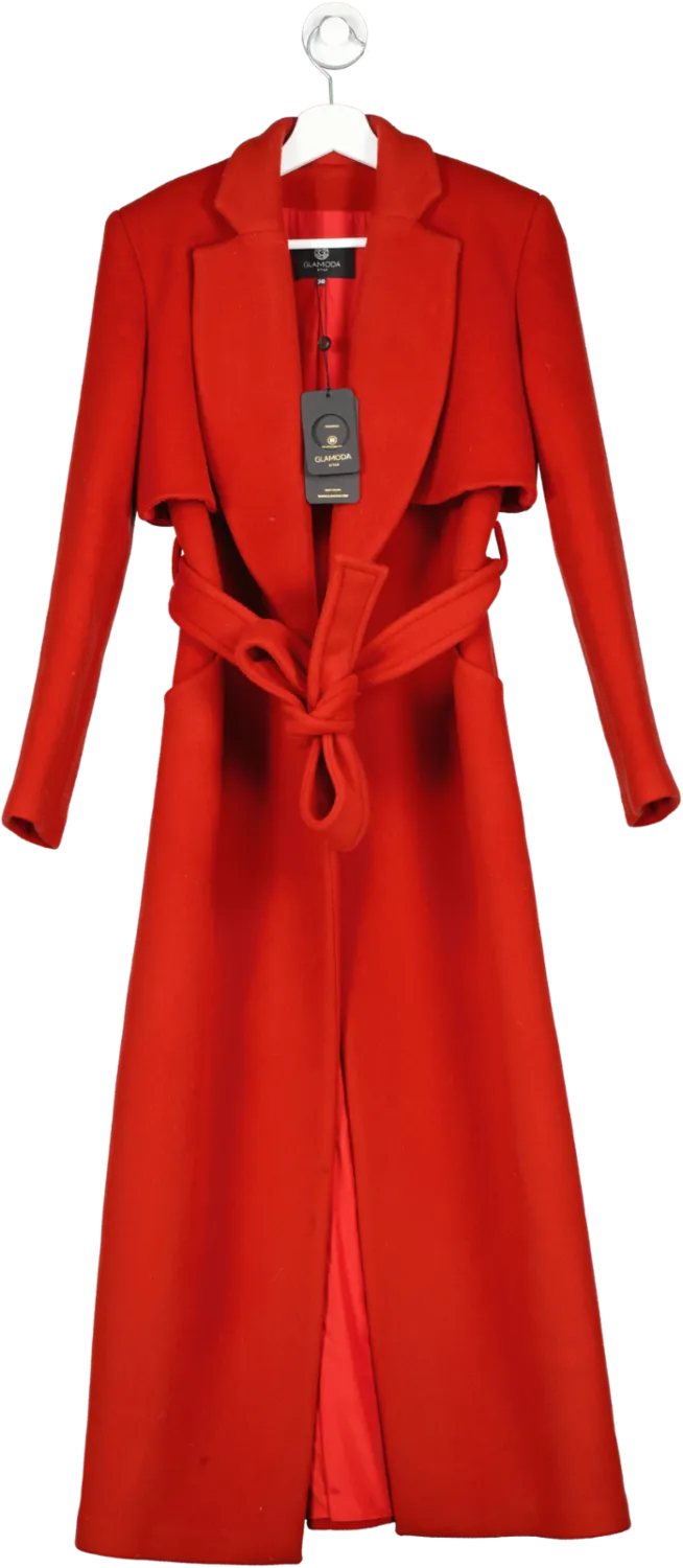 glamoda Red Wool Trench Coat UK S