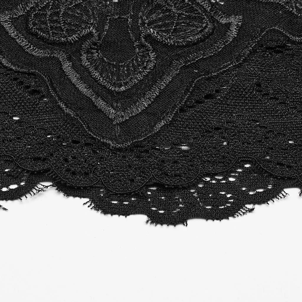 Gothic Cross Embroidered Lace Tank Top