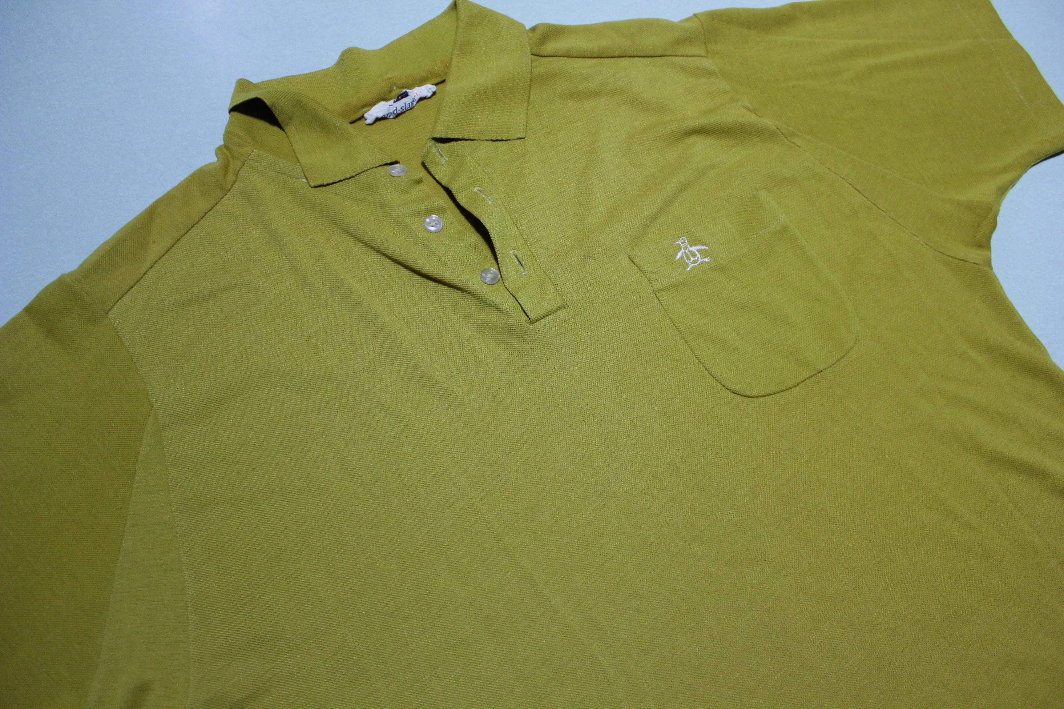 Grand Slam By Munsingwear Permanent Press Soil Ban Vintage 70's Gold Penguin Polo Shirt