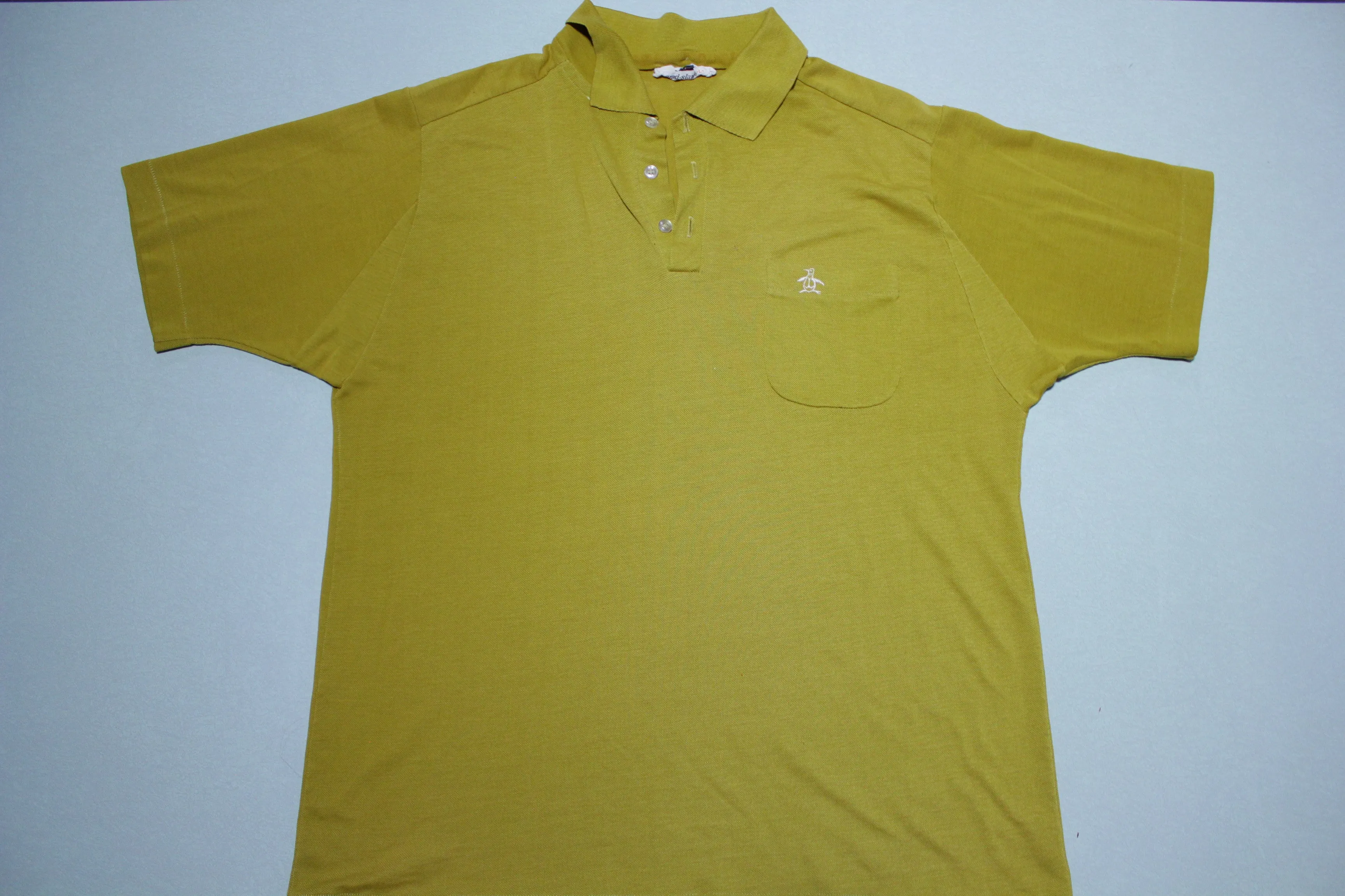 Grand Slam By Munsingwear Permanent Press Soil Ban Vintage 70's Gold Penguin Polo Shirt