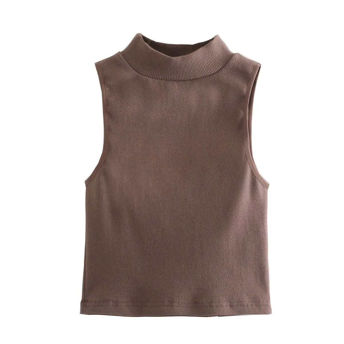 High Neck Sleeveless Fitted Cropped Top