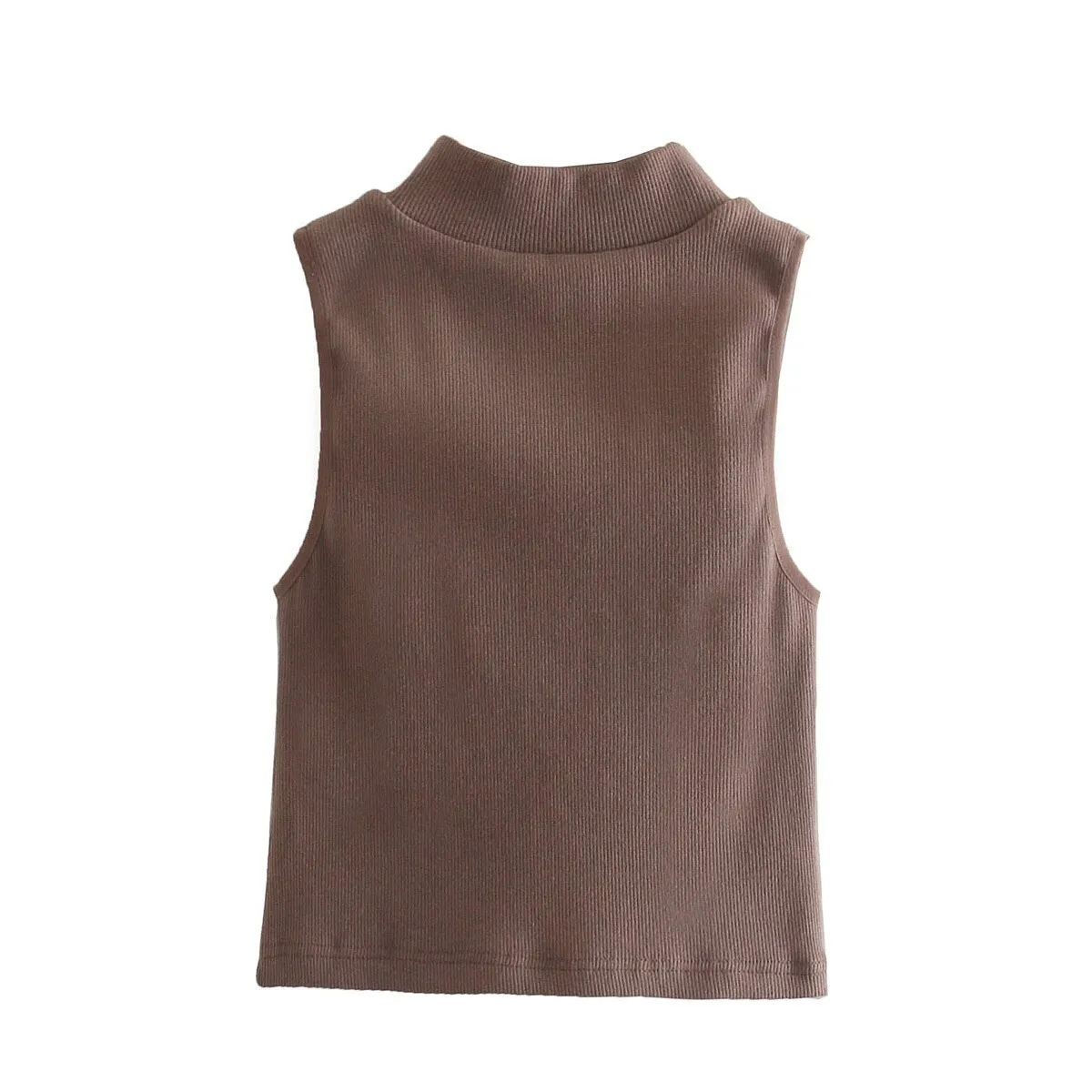 High Neck Sleeveless Fitted Cropped Top