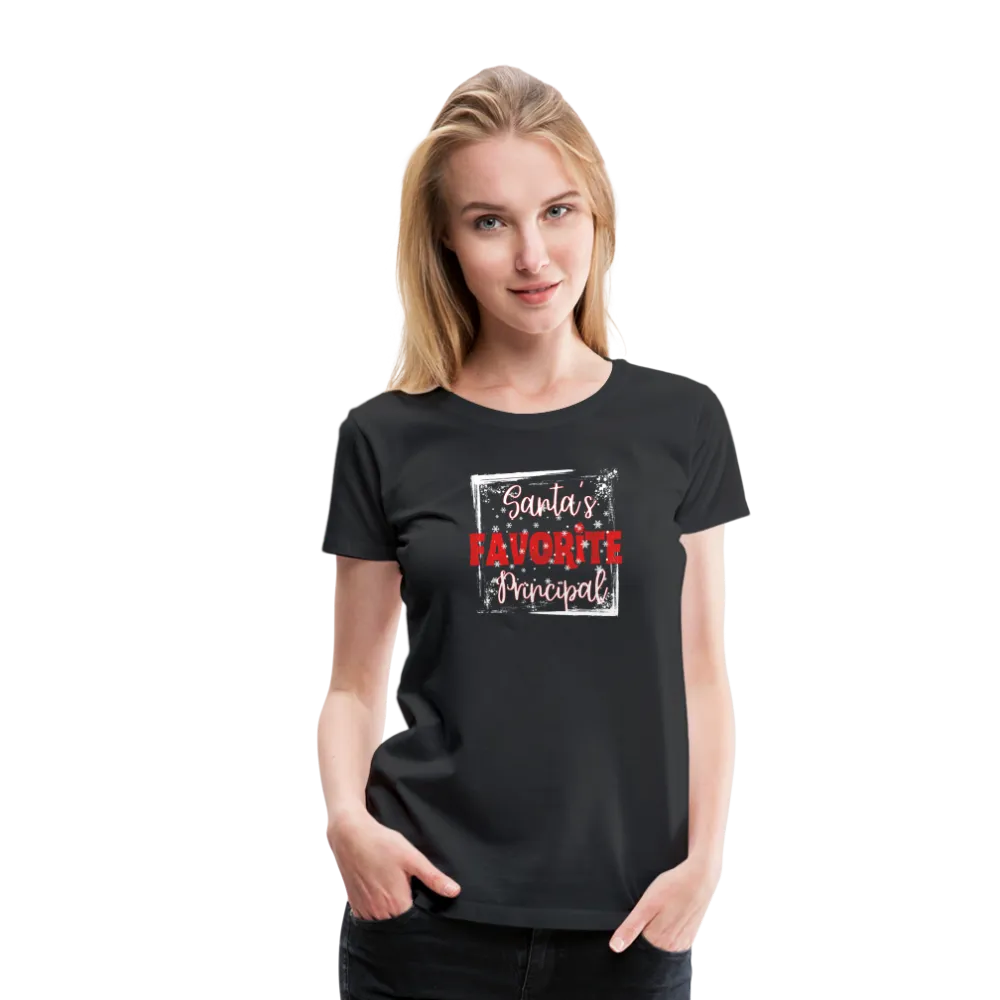 Holiday Leadership Glow: Women's 'Santa's Favorite Principal' Premium Tee