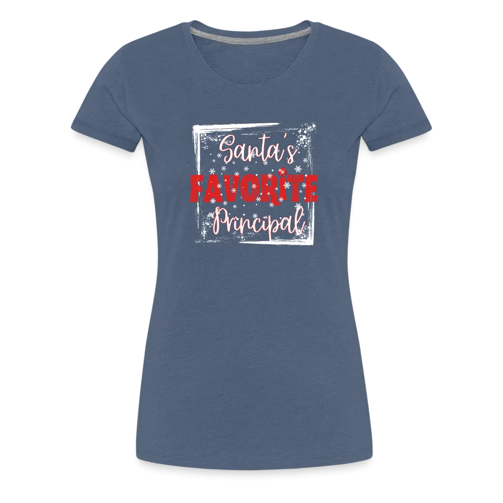 Holiday Leadership Glow: Women's 'Santa's Favorite Principal' Premium Tee