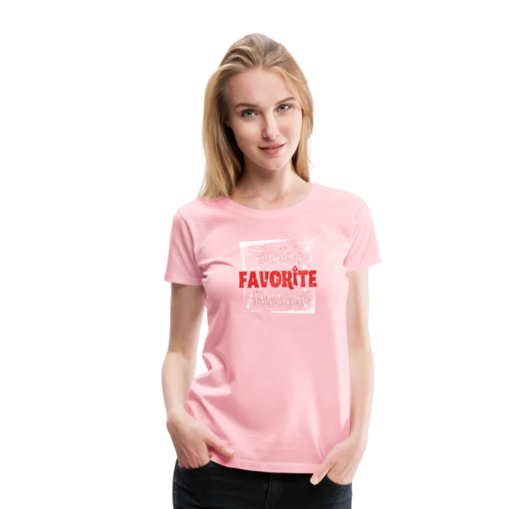 Holiday Leadership Glow: Women's 'Santa's Favorite Principal' Premium Tee