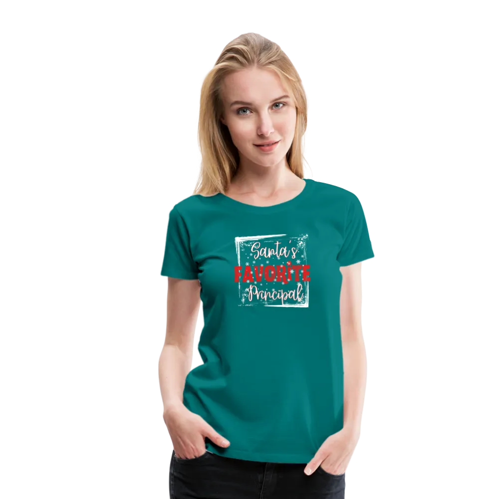 Holiday Leadership Glow: Women's 'Santa's Favorite Principal' Premium Tee