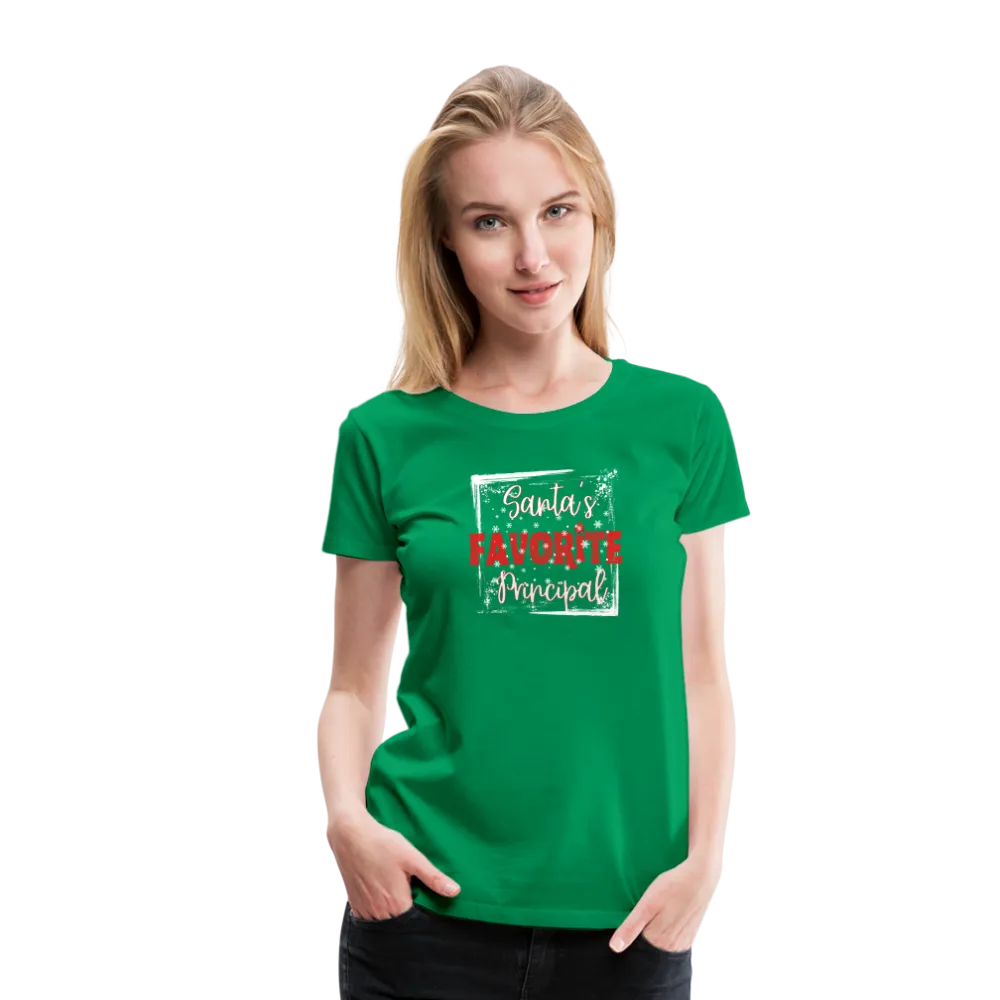 Holiday Leadership Glow: Women's 'Santa's Favorite Principal' Premium Tee