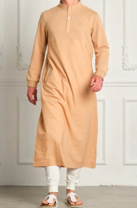 Islamic Men's Lightweight Long Thobe Kamees SUBTIL QL in Beige and White