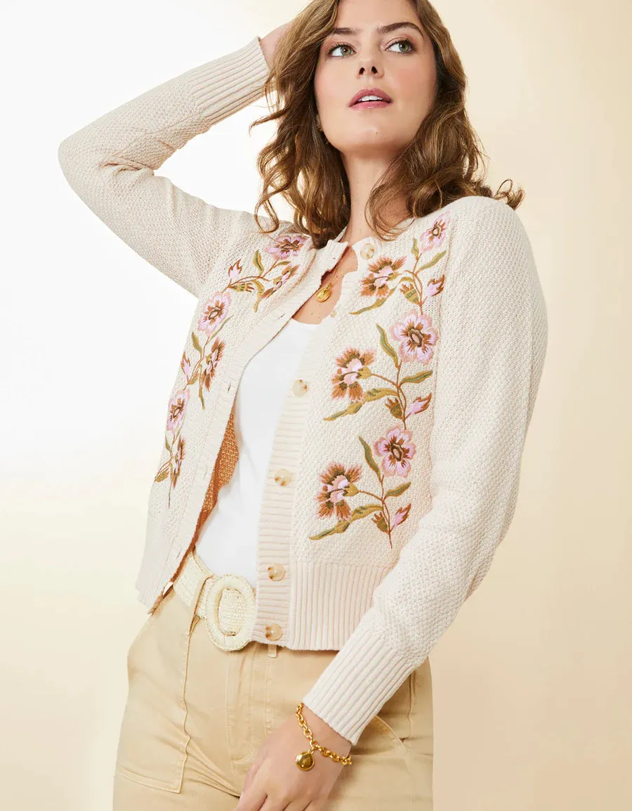 Jayme Embroidered Cardigan - Calm Waters