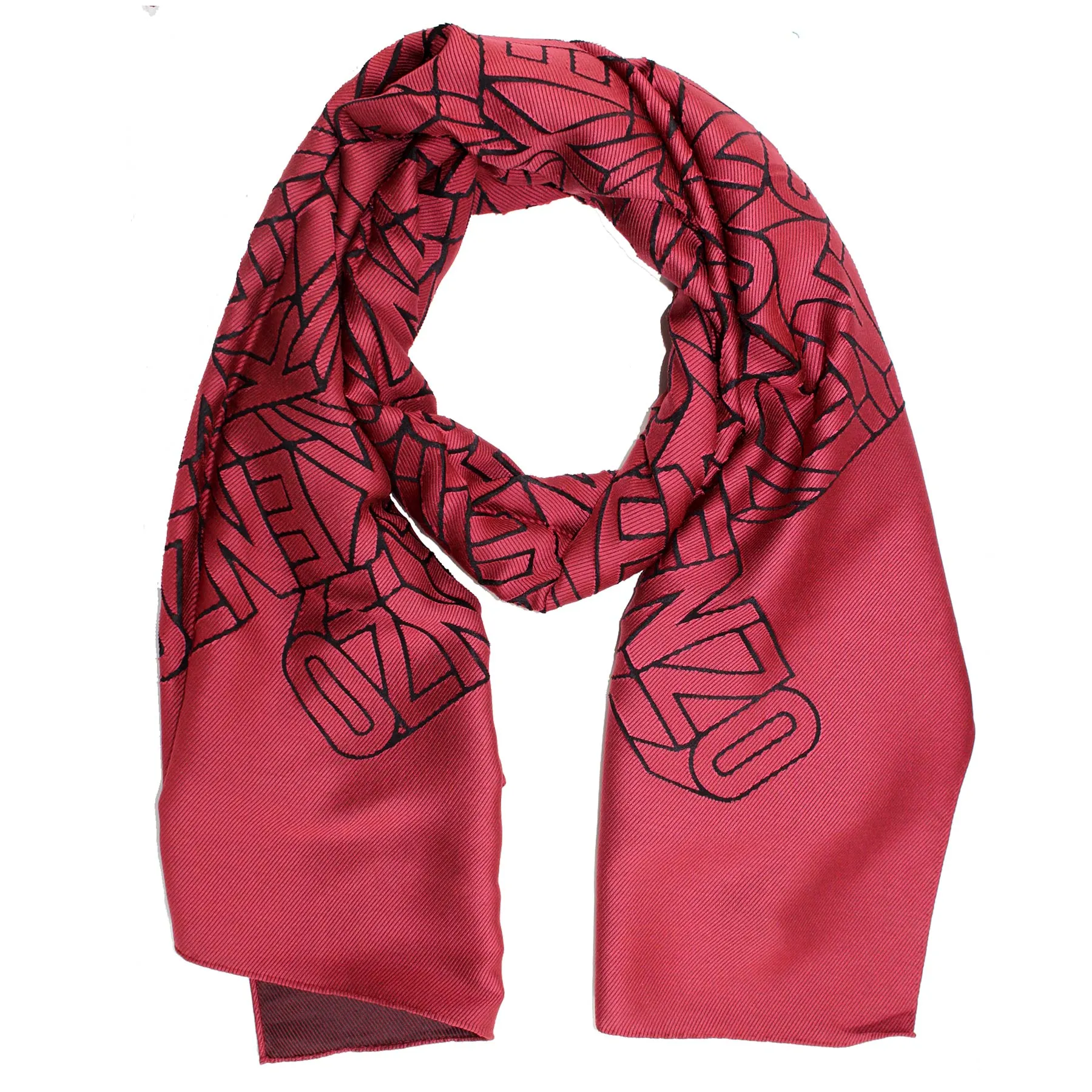 Kenzo Scarf Brick Red Logo Design - Modal Silk Shawl SALE