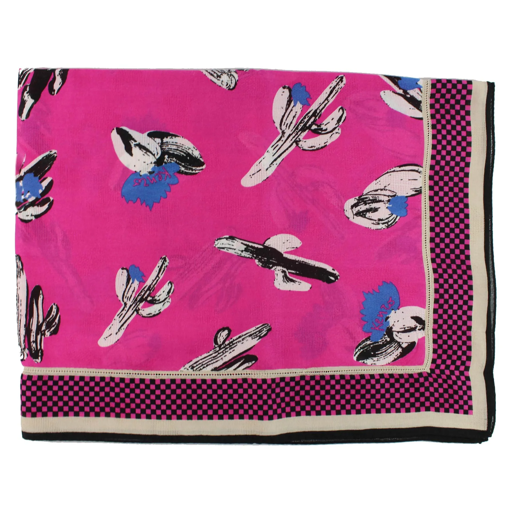 Kenzo Scarf Hot Pink Cactus Design - Extra Large Cotton Wrap SALE