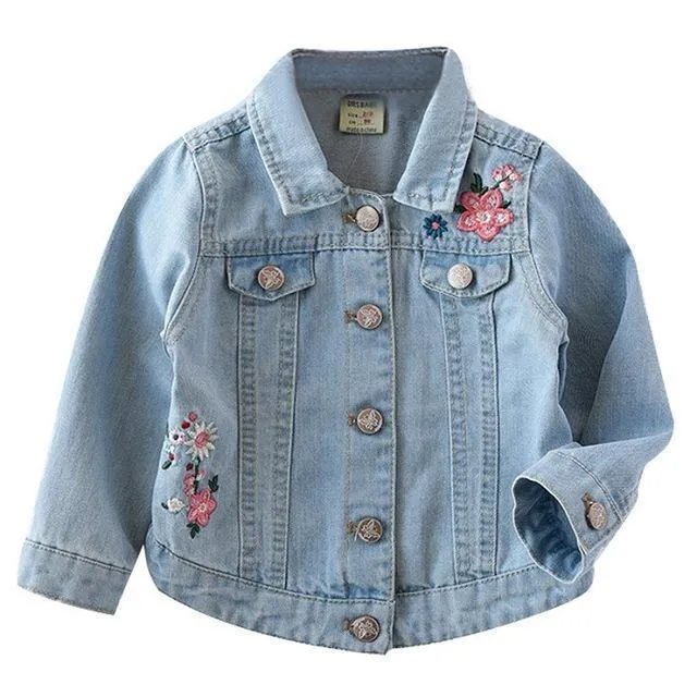 Kids Denim Jacket Floral Fashion Jacket