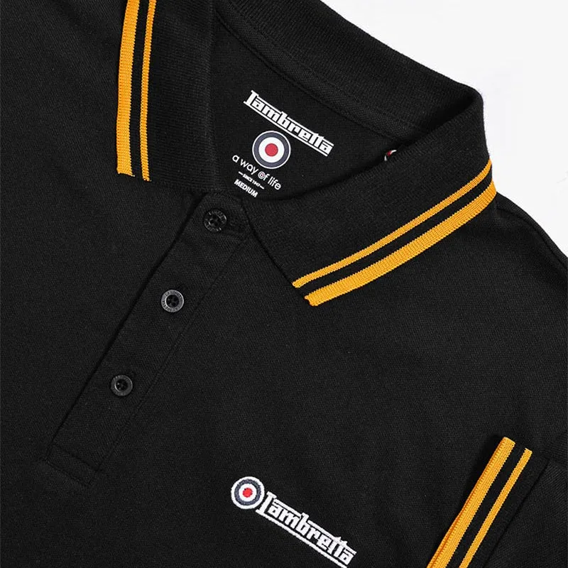 Lambretta Twin Tip Polo Shirt Black