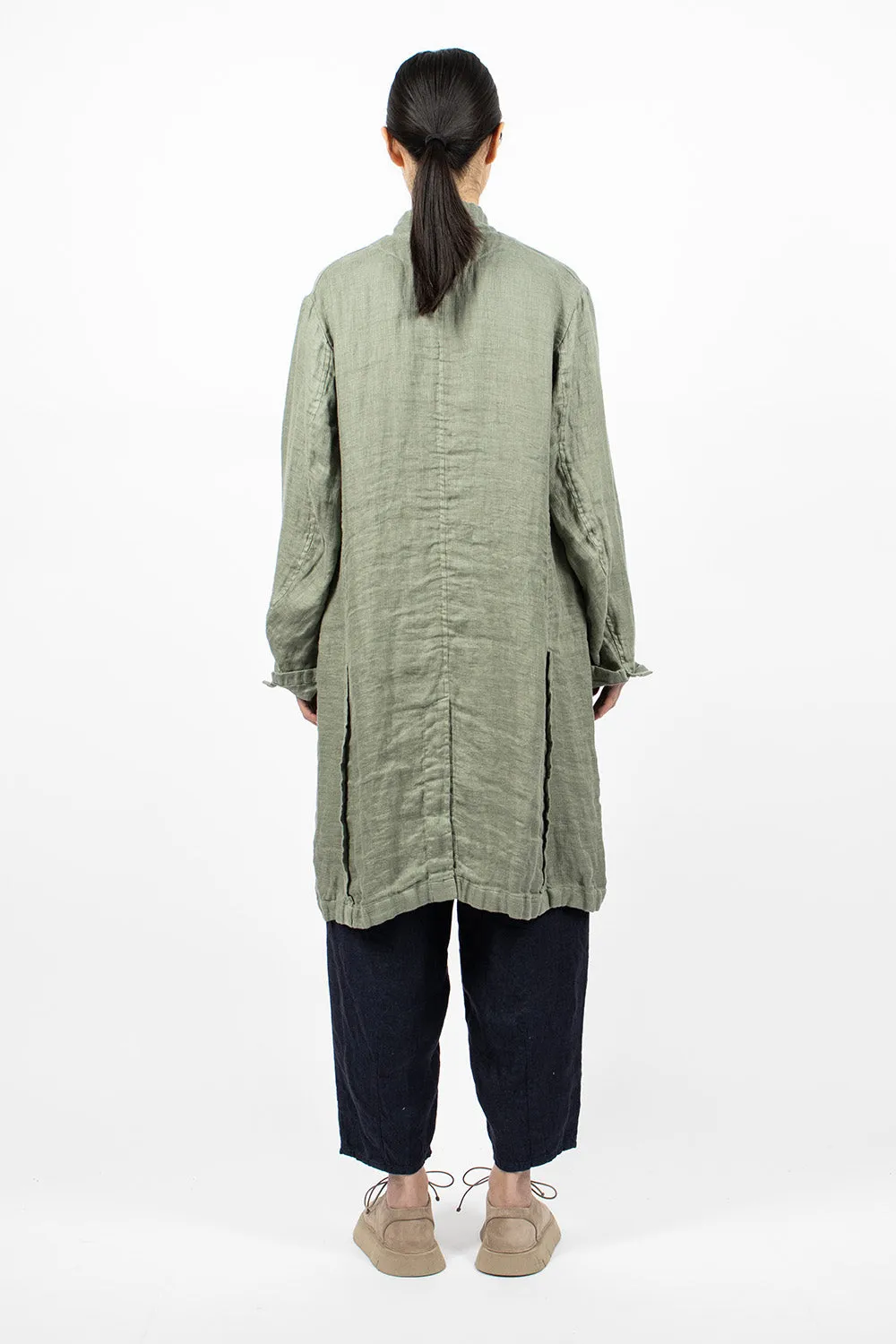 Linen Trench Coat Sage Green