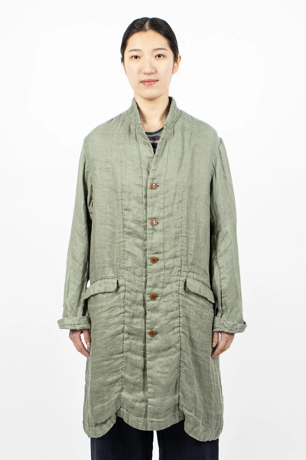 Linen Trench Coat Sage Green