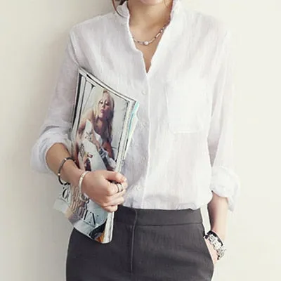 Long Sleeve Tops Shirt - White