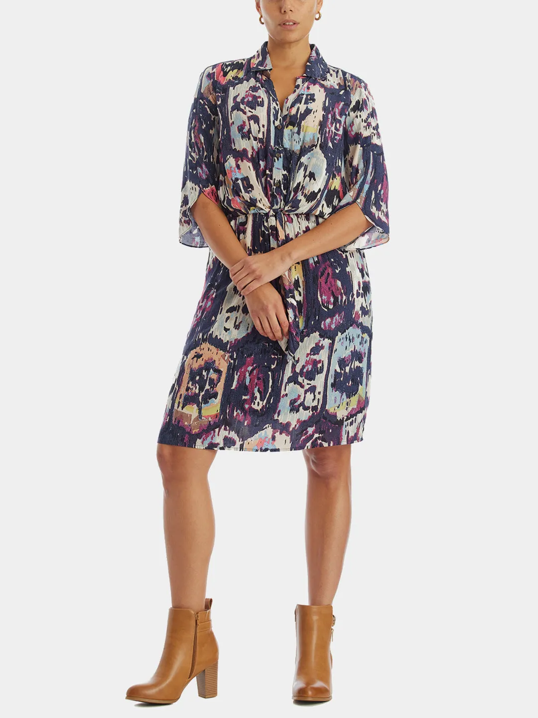 Medallion Mix Button Up Dress