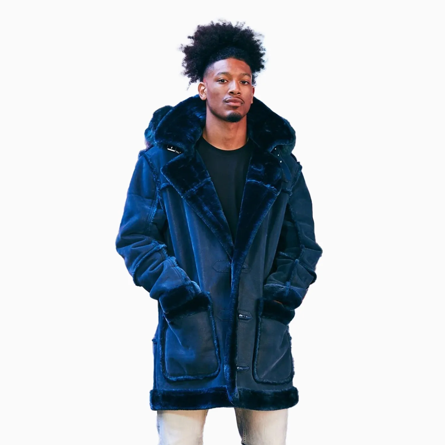 Men's Denali Hooded Shearling Coat