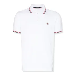 Moncler Logo Patch White Polo Shirt