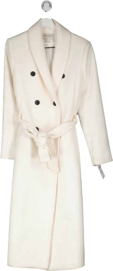 Monsoon Cream Soft Longline Trench Coat UK 14