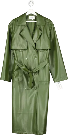 NA-KD Green Pu Trench Coat UK 12