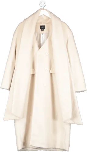 Nasty Gal Cream Premium Wool Blend Scarf Coat UK 10