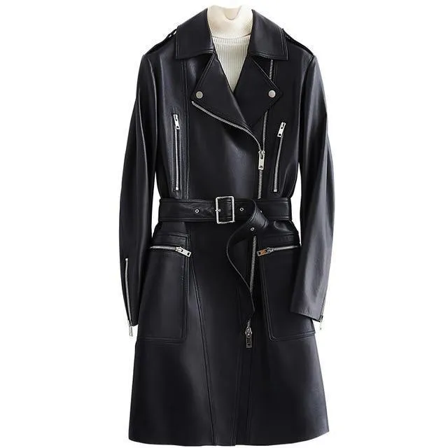 NYC Leather Trench Coat For Women