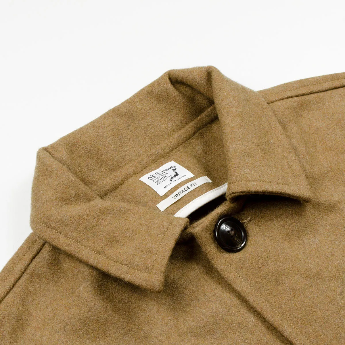 OrSlow Stylish Beige Melton Wool Coat for Men - Classic Prisoner Design