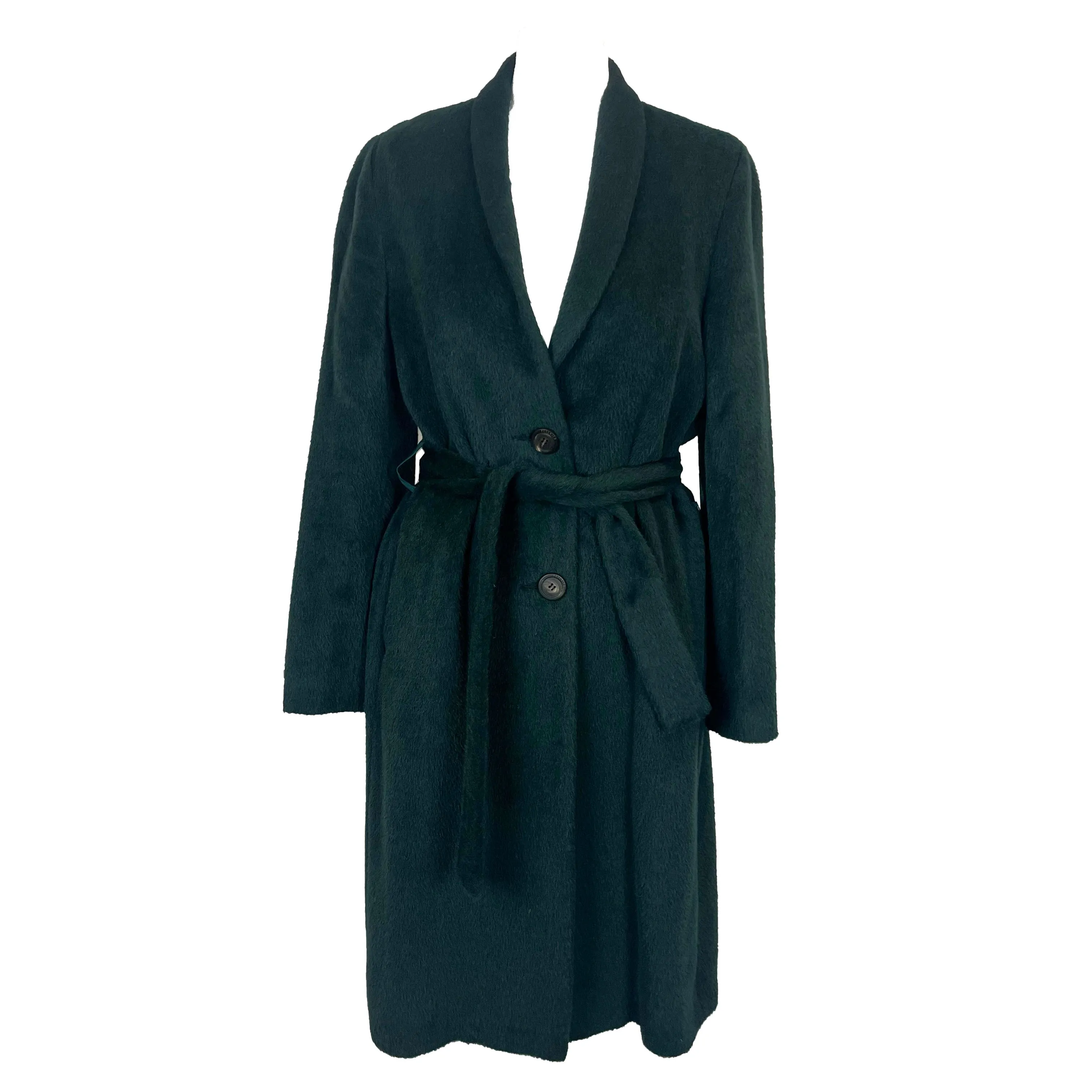 Peserico 1200 Forest Green Baby Alpaca Belted Coat S