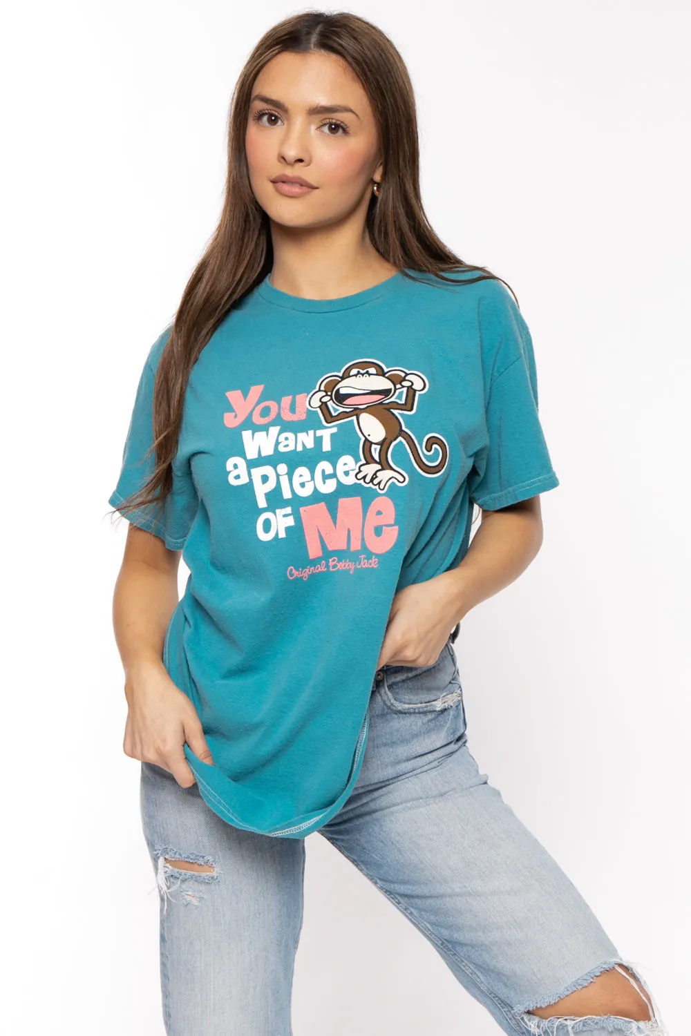 Piece Of Me - Bobby Jack Garment-Dyed Boyfriend T-Shirt - Turq