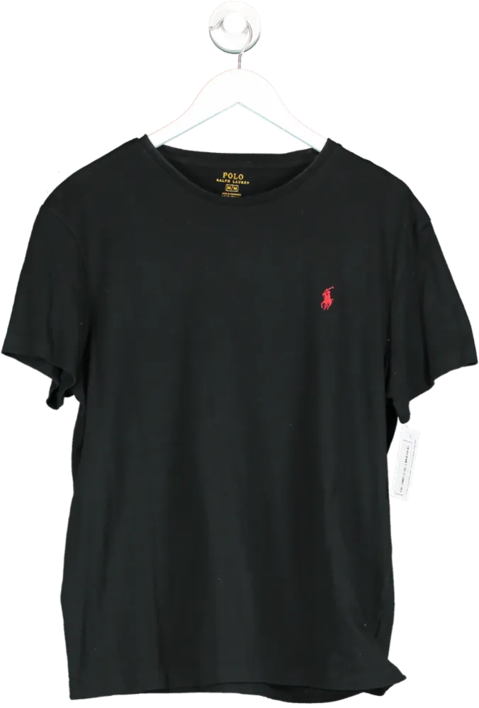 Polo Ralph Lauren Black Cotton Regular Fit Logo T Shirt UK M