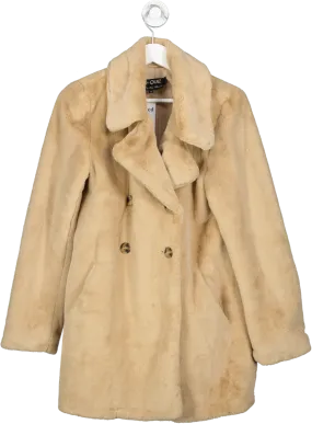 QUIZ Beige Faux Fur Coat UK 8