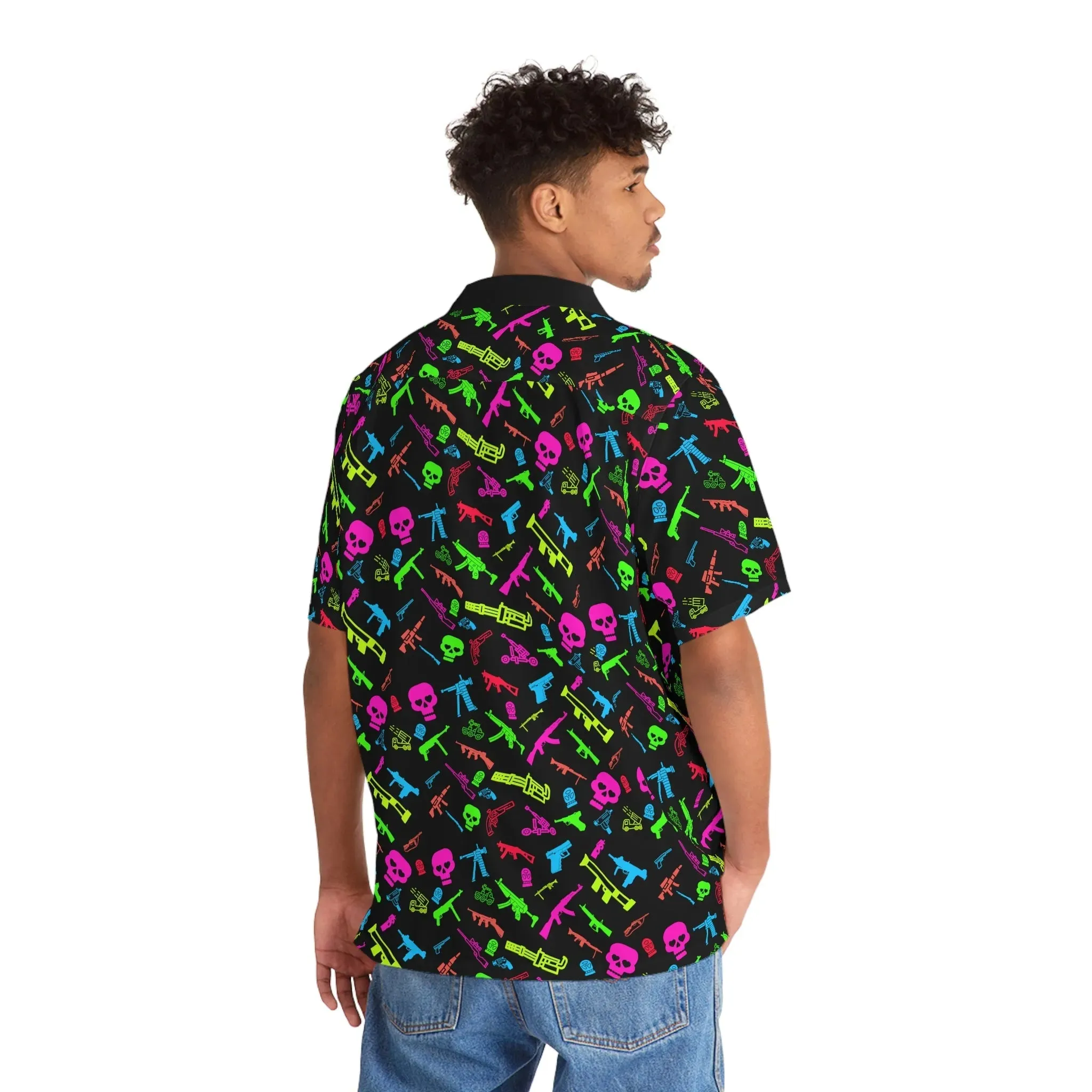 "Aloha to Arms" - Retro Neon Firearms Hawaiian Shirt