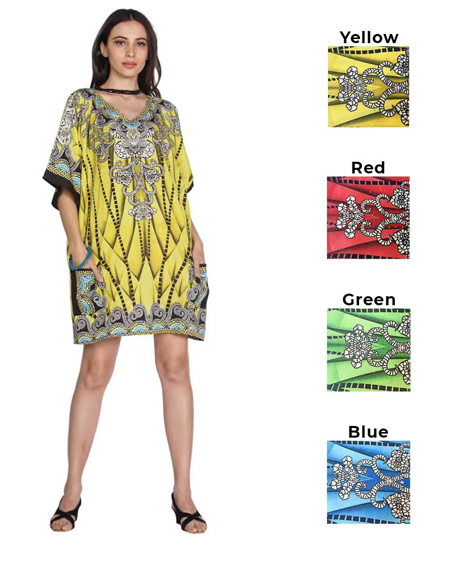 "Biscayne Boulevard" Tribal Print Kaftan Tunic - One Size