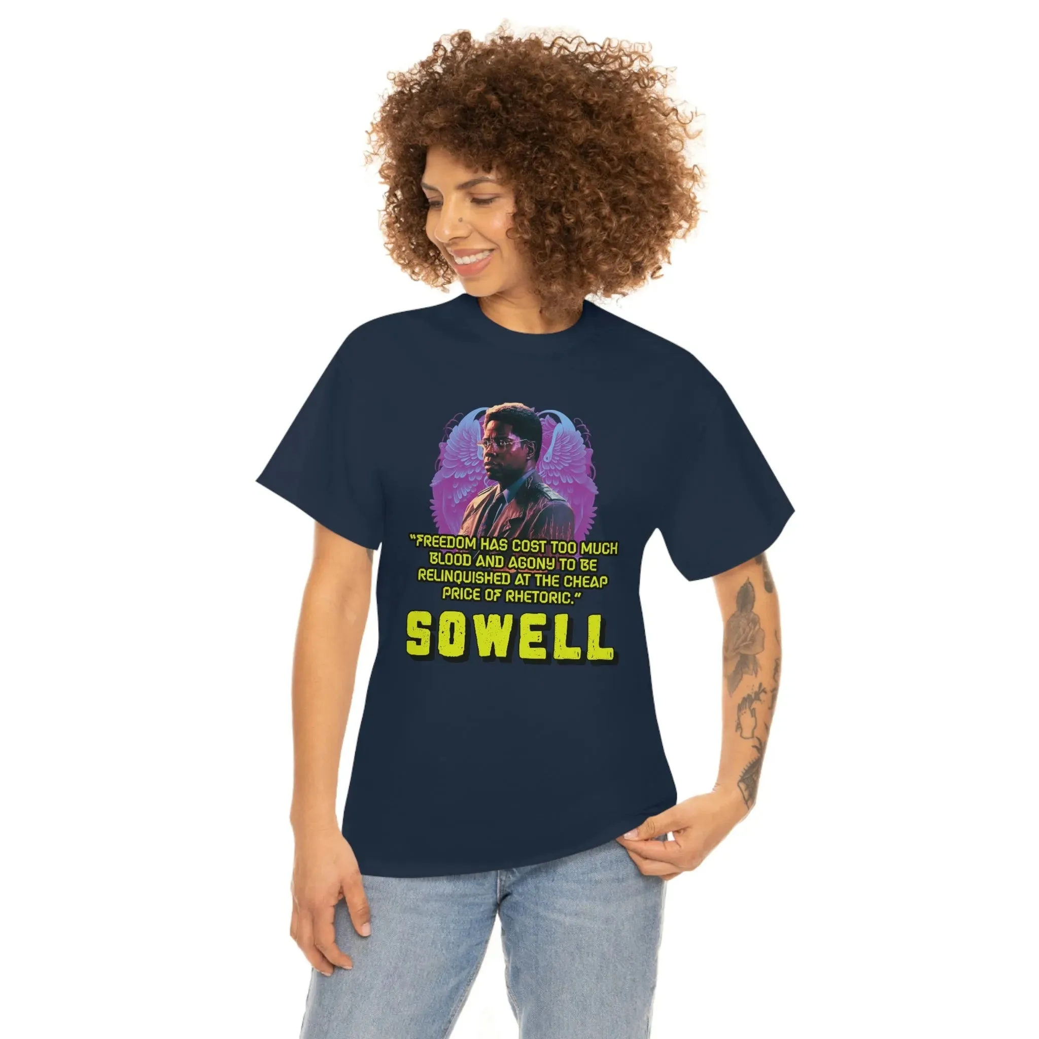 "Blood of Freedom" Thomas Sowell Synthwave T-shirt