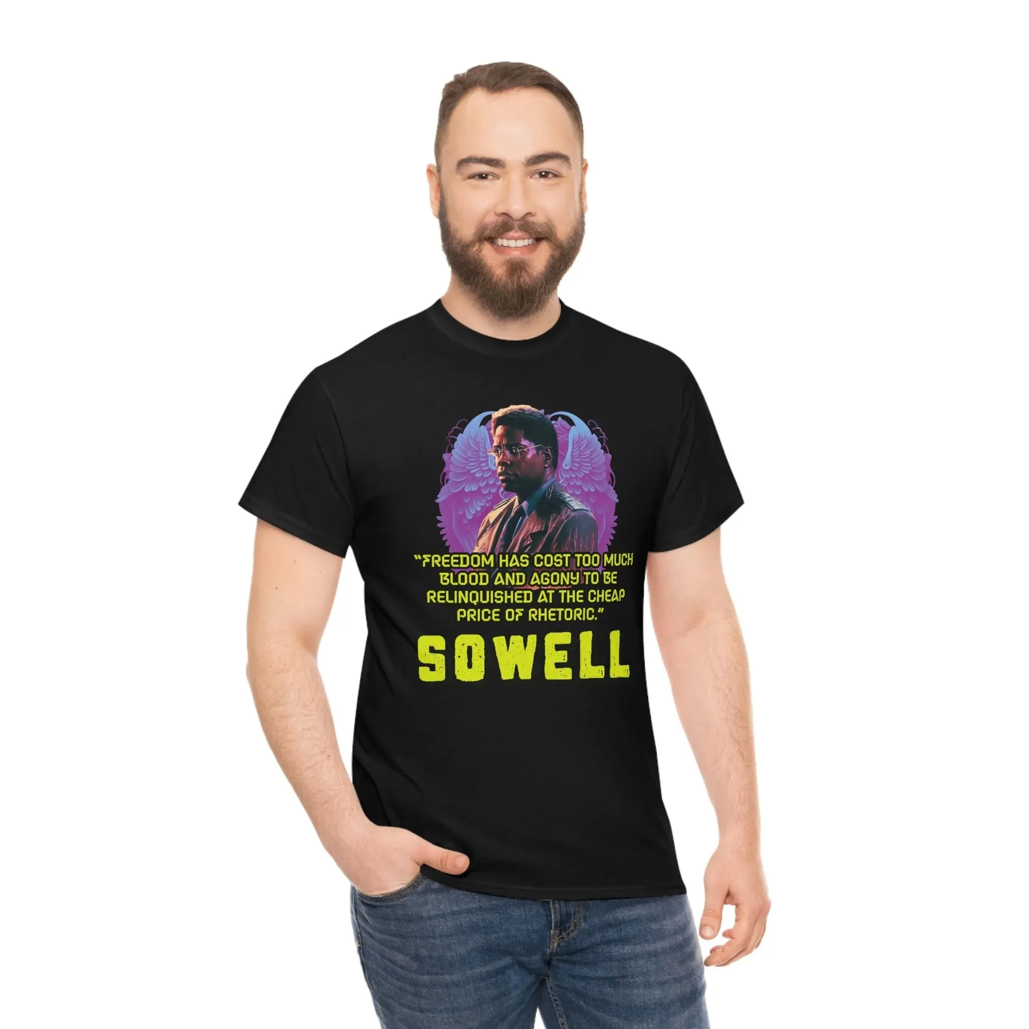 "Blood of Freedom" Thomas Sowell Synthwave T-shirt