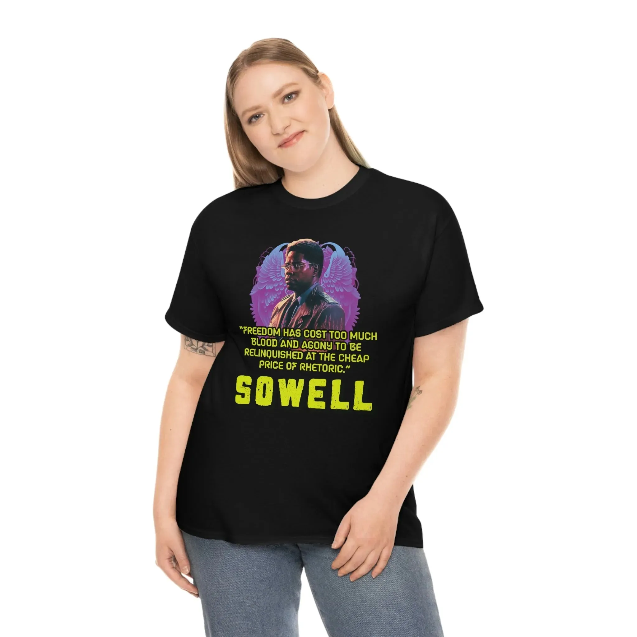 "Blood of Freedom" Thomas Sowell Synthwave T-shirt