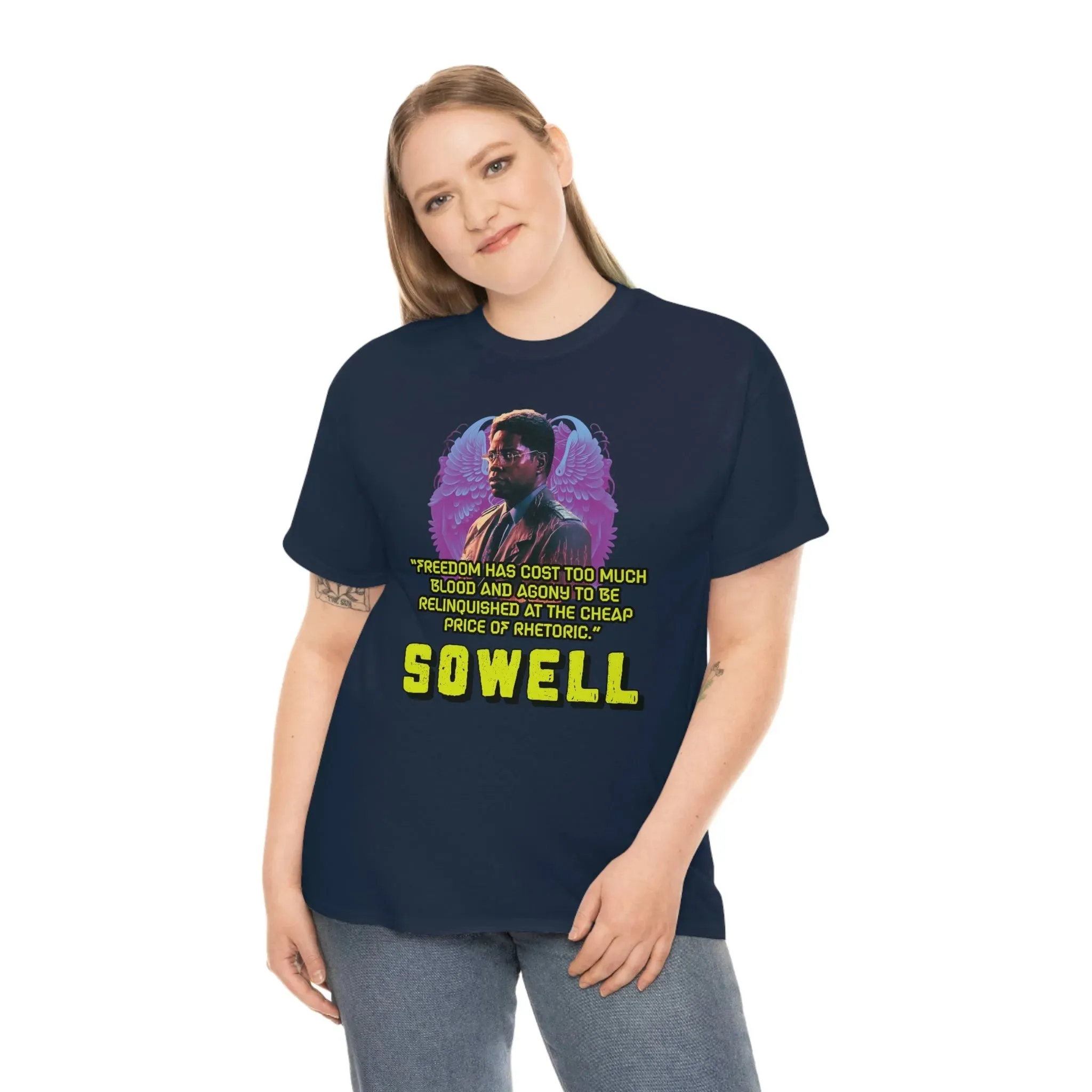 "Blood of Freedom" Thomas Sowell Synthwave T-shirt