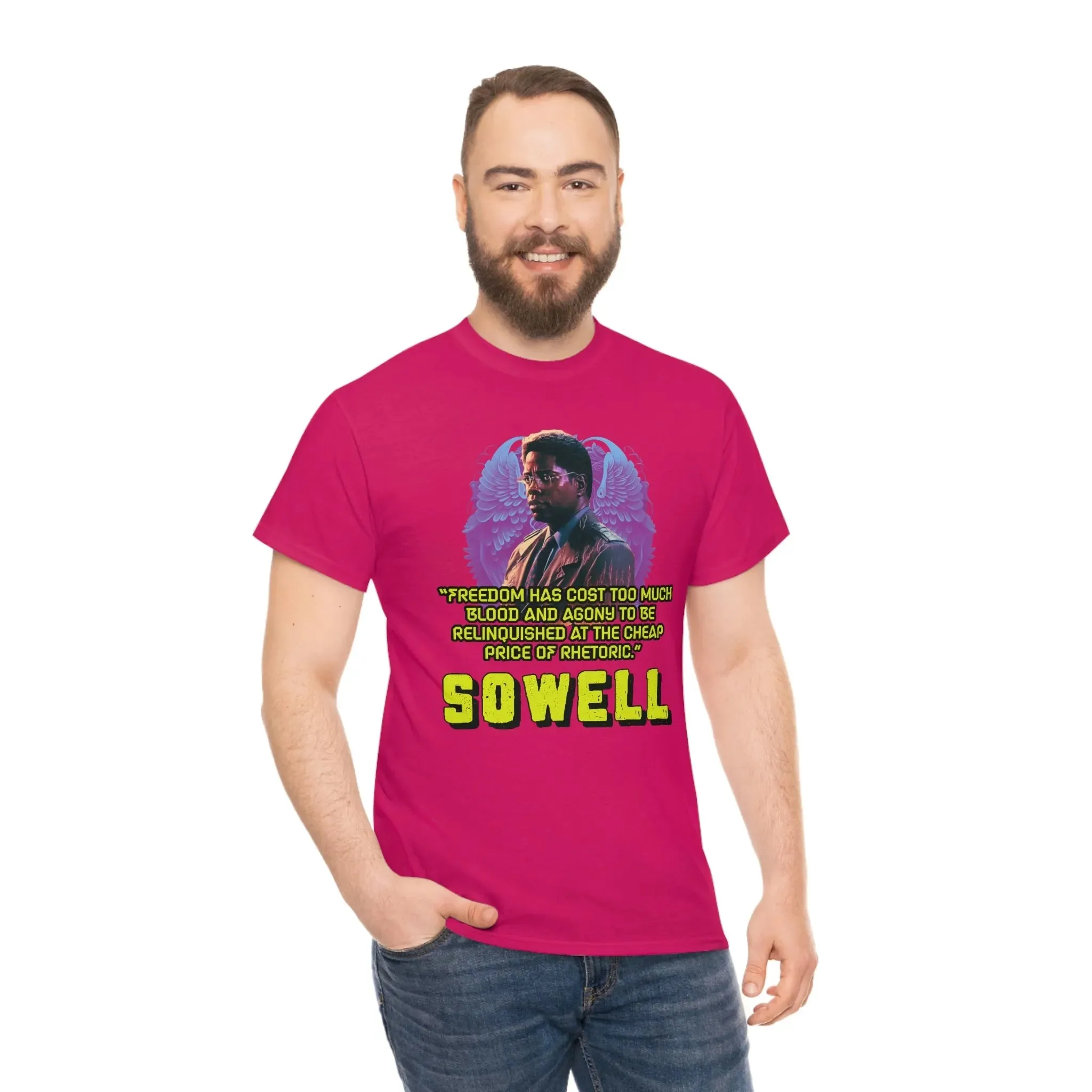 "Blood of Freedom" Thomas Sowell Synthwave T-shirt