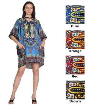 "Riviera Maya" Tribal Print Kaftan Tunic - One Size