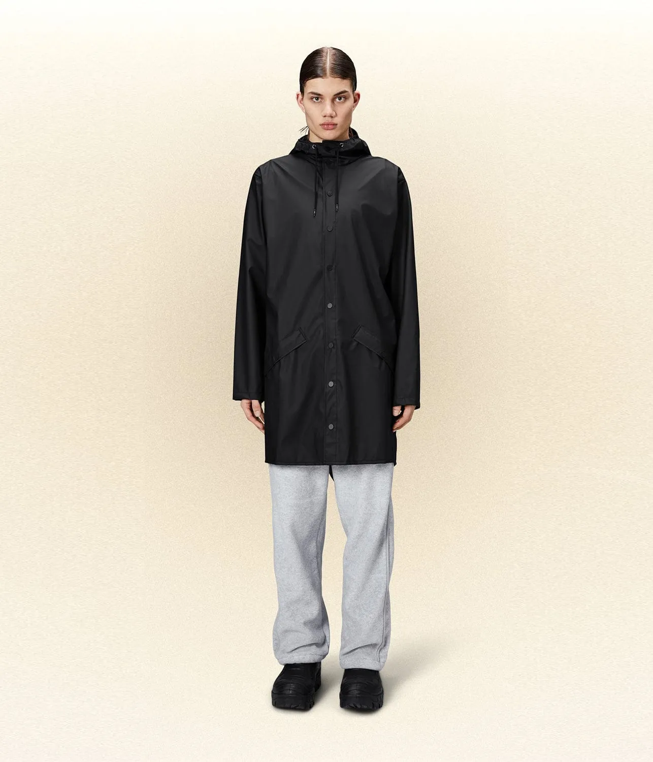 RAINS LONG JACKET BLACK