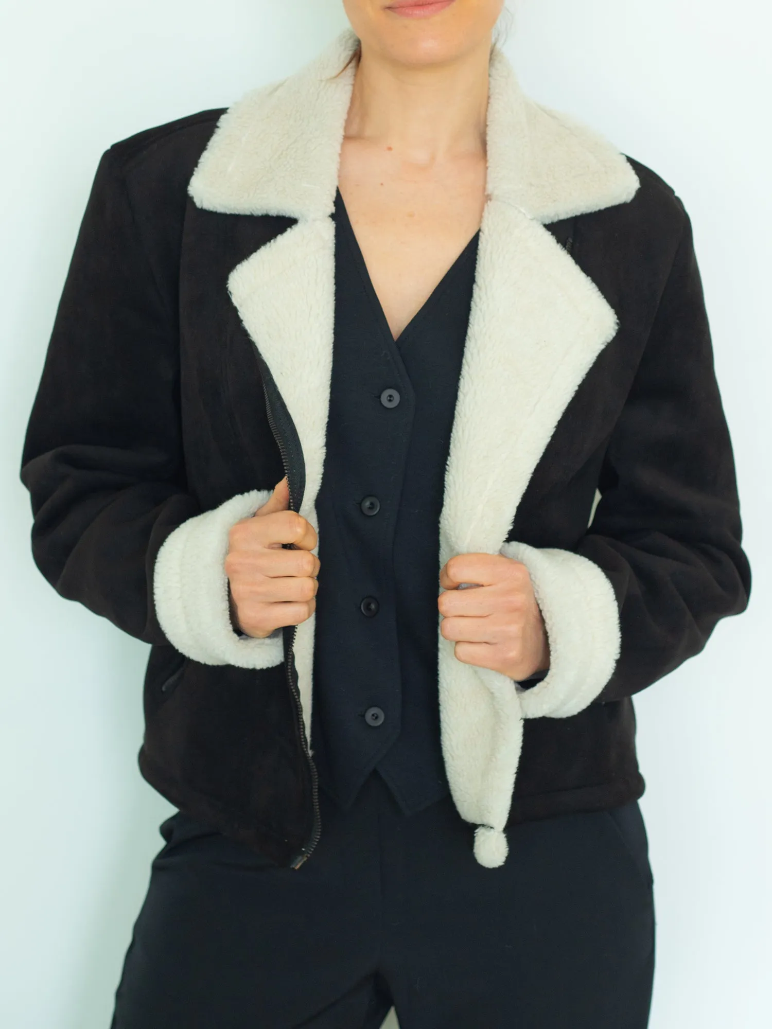 Recycled Vegan Shearling Moto Jacket