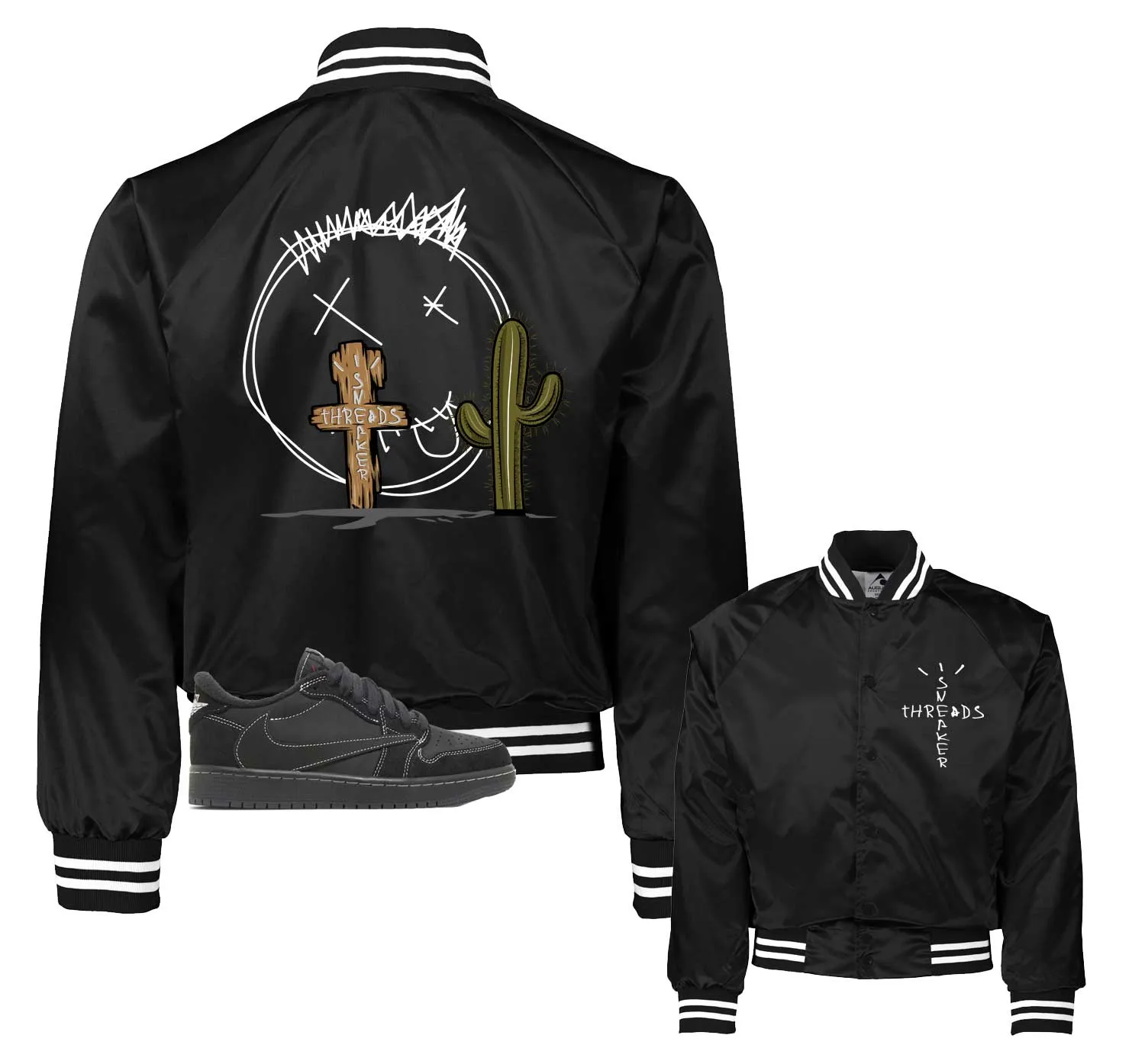 Retro 1 Black Phantom ST Cactus Satin Jacket